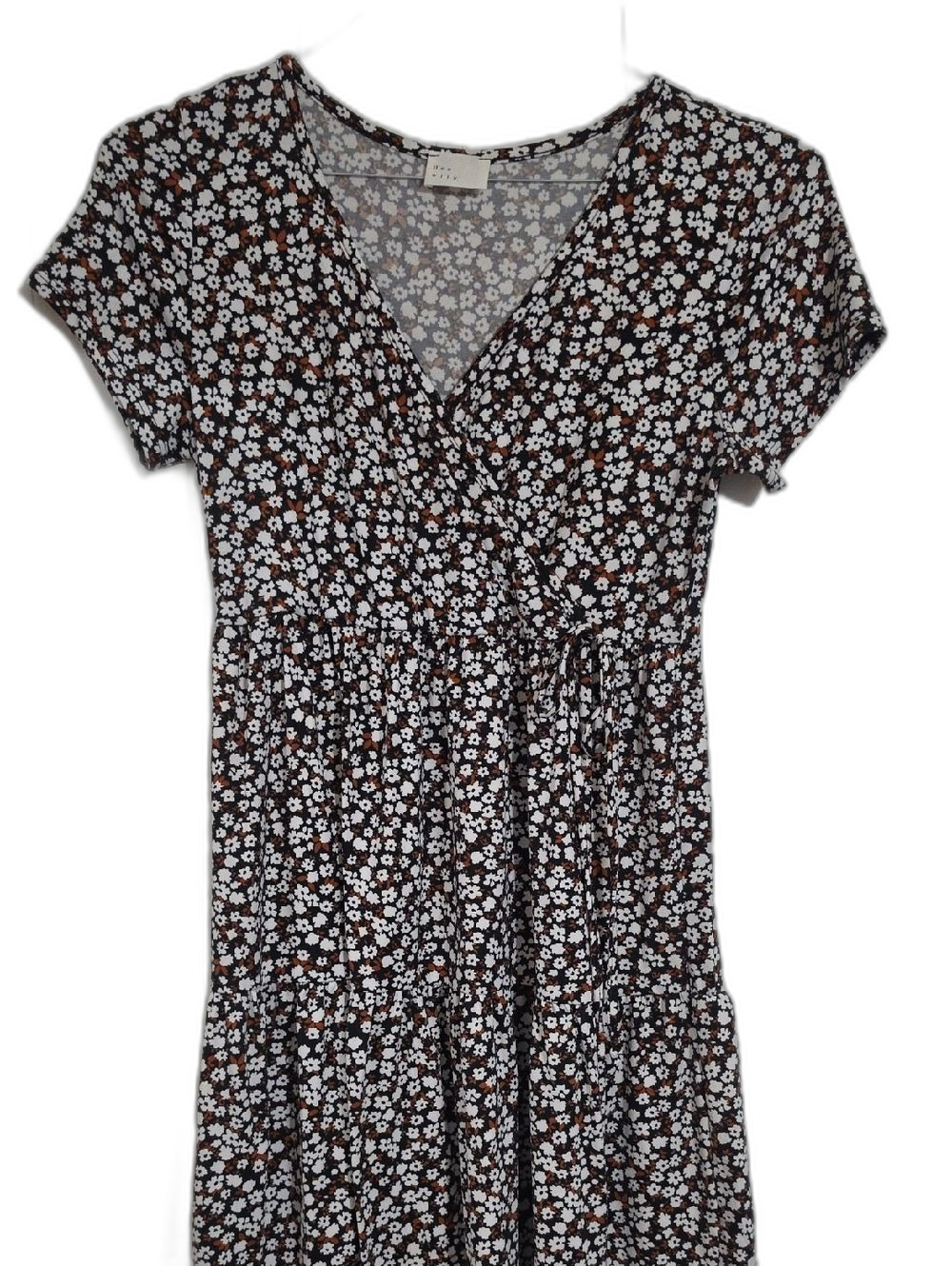 Women’s Black Floral Wrap-Style Dress